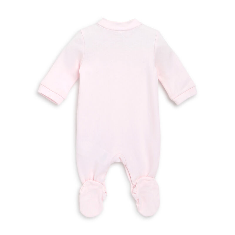 Girls Light Pink Printed Front Opening Babysuit image number null